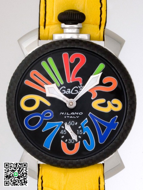 ガガ･ミラノ マニュアル 48mm 手巻き 5015 イエロー皮 スーパーコピー