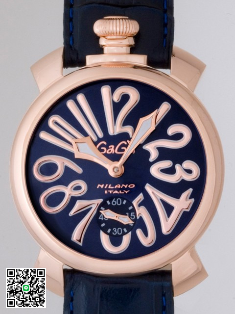 ガガ･ミラノ マニュアル 48mm 手巻き 5011.5 ブルー皮 スーパーコピー