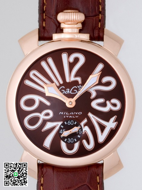 ガガ･ミラノ マニュアル 48mm 手巻き 5011.1 チョコブラウン皮 スーパーコピー