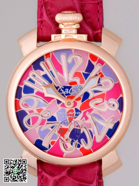 ガガ･ミラノ マニュアル 48mm 手巻き 5011 MOSAICO 2 チェリー皮 スーパーコピー