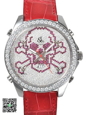 ジェイコブ クォーツ ステンレス JC-SKULLD RED スーパーコピー