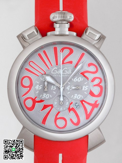 ガガ･ミラノ マニュアルクロノ48mm クォーツ 5050.5 ブラックラバー スーパーコピー