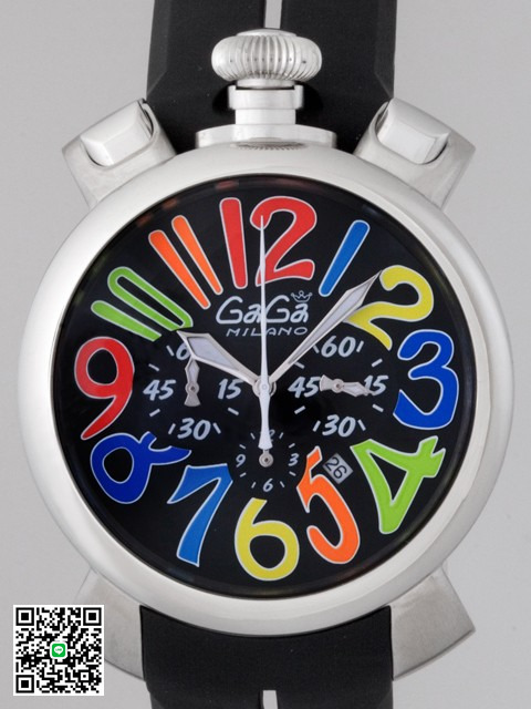 ガガ･ミラノ マニュアルクロノ48mm クォーツ 5050.4 レッドラバー スーパーコピー