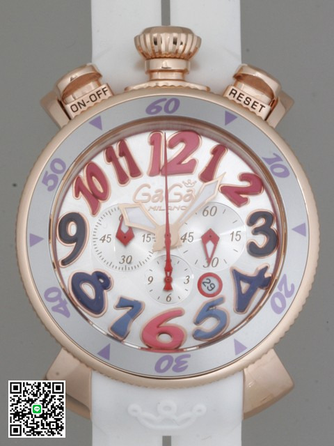 ガガ･ミラノ マニュアルクロノ48mm クォーツ 5050.1 レッドラバー スーパーコピー