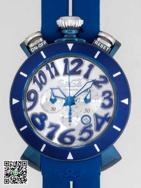 ガガ･ミラノ クロノ48mm クォーツ 6054.1 ブラックラバー スーパーコピー