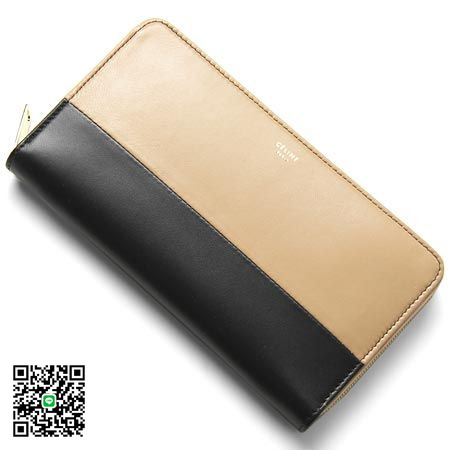 セリーヌ CELINE ラウンドファスナー長財布 小銭入れ付き Large Zipped Multifunction ヌードベージュ×ブラック 10685 3htm スーパーコピー