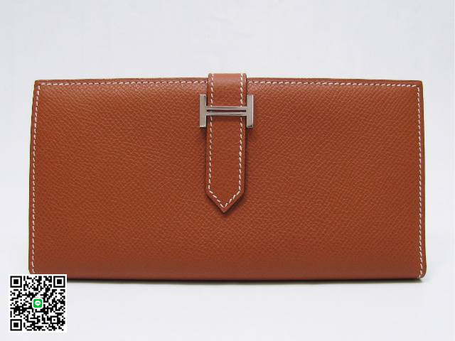エルメス ベアン二つ折長財布 ヴォーエプソン コニャック 金具 シルバー hq035 スーパーコピー