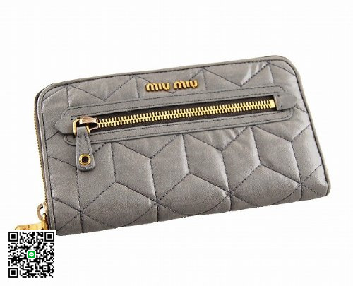 MIUMIU ミュウミュウ WALLET 長財布 小銭入れ付 ライトグレー 5M1120-NKG-002 スーパーコピー
