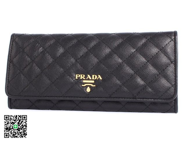 プラダ SAFFIANO QUILTI 長財布 ブラック＆ゴールド 1M1132 スーパーコピー