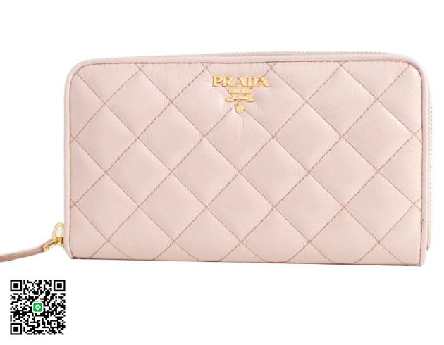 プラダ ANTIC SOFT 長財布 ピンクベージュ＆ゴールド 1M0506 スーパーコピー