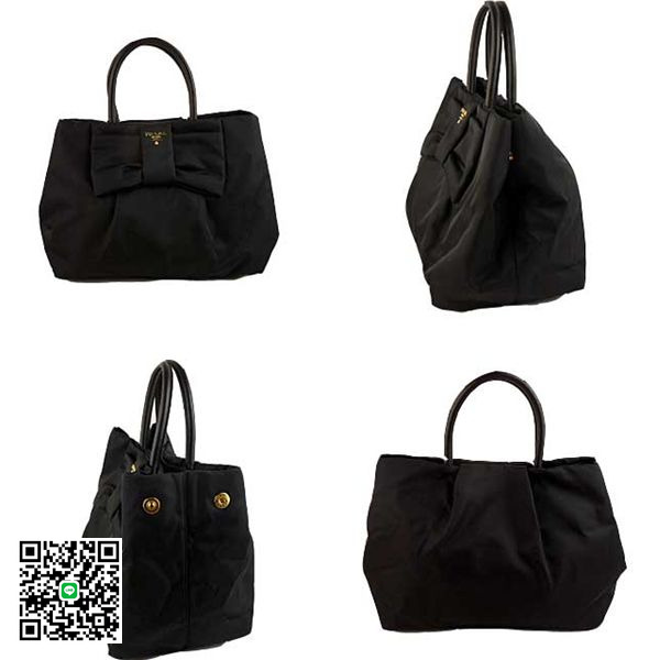 PRADA プラダ おリボンモチーフ付きナイロントートバッグ ブラック BN1601 スーパーコピー