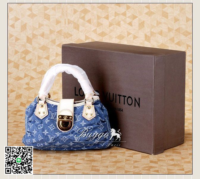 LOUIS VUITTON m95020 モノグラム デニム プリーティ ブルー ハンドバッグ スーパーコピー
