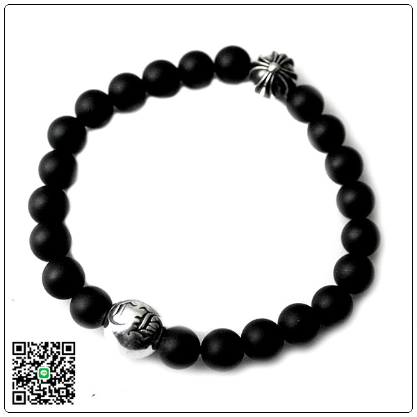 クロムハーツ ブレスレット（Chrome Hearts）ブレスレット・ビード・8MM・V25・マットオニキス・CHロゴ/CHプラス・ボール CB84 スーパーコピー