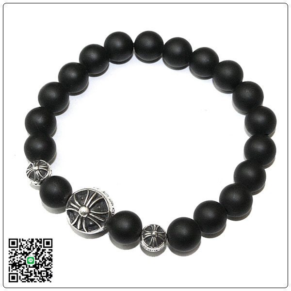 クロムハーツ ブレスレット（Chrome Hearts）ビード・8MM・マットオニキス・プラスクロス・ブレスレット CB77 スーパーコピー