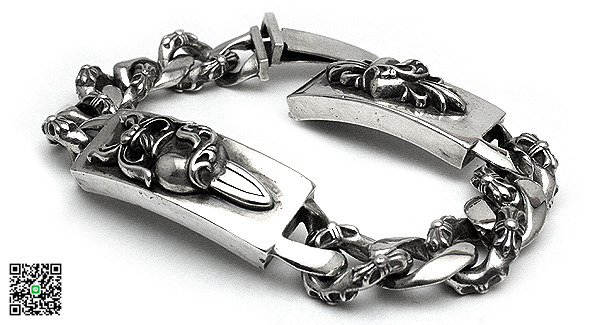 クロムハーツ ブレスレット（Chrome Hearts）クロムハーツ/ダガー/フローラルハートダブルIDファンシーチェーンブレスレット CB30 スーパーコピー