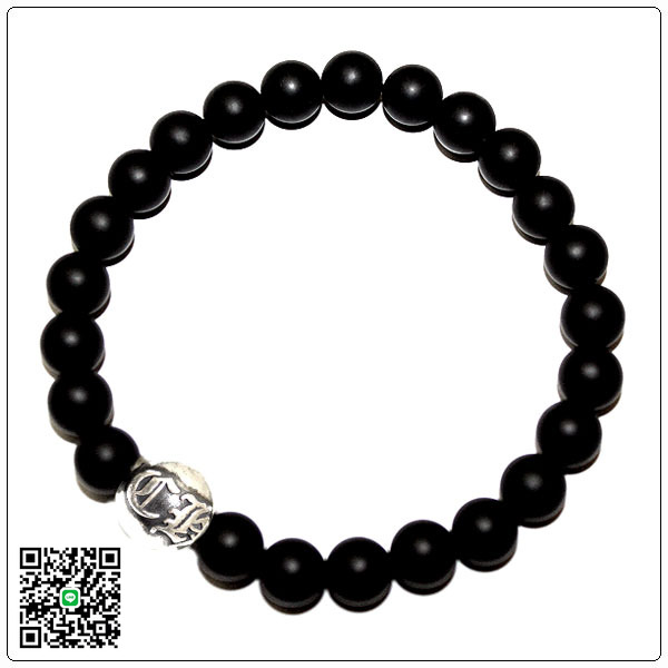 クロムハーツ ブレスレット（Chrome Hearts）ビーズ・8MM・マットオニキス・CHロゴブレスレット CB75 スーパーコピー