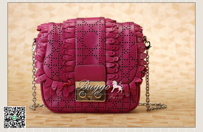 クリスチャン・ディオール（CHRISTIAN DIOR）LADY DIOR 6004 玫红 レザー スーパーコピー