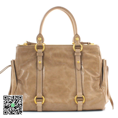 ミュウミュウ miumiu VITELLO LUX ハンドバッグ ピンクベージュ RN0894 スーパーコピー