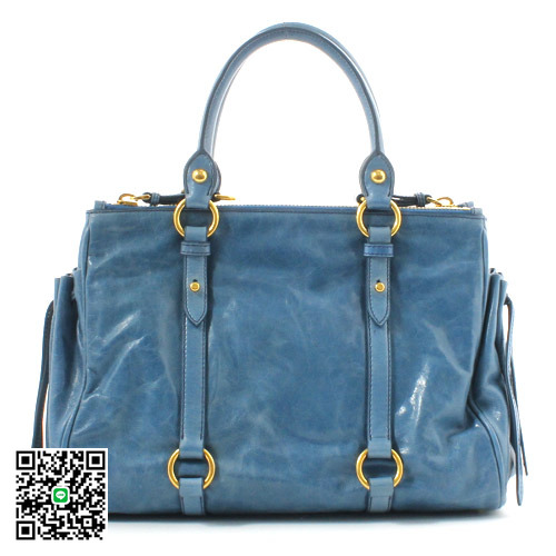 ミュウミュウ miumiu VITELLO LUX ハンドバッグ オーシャンブルー RN0894 スーパーコピー